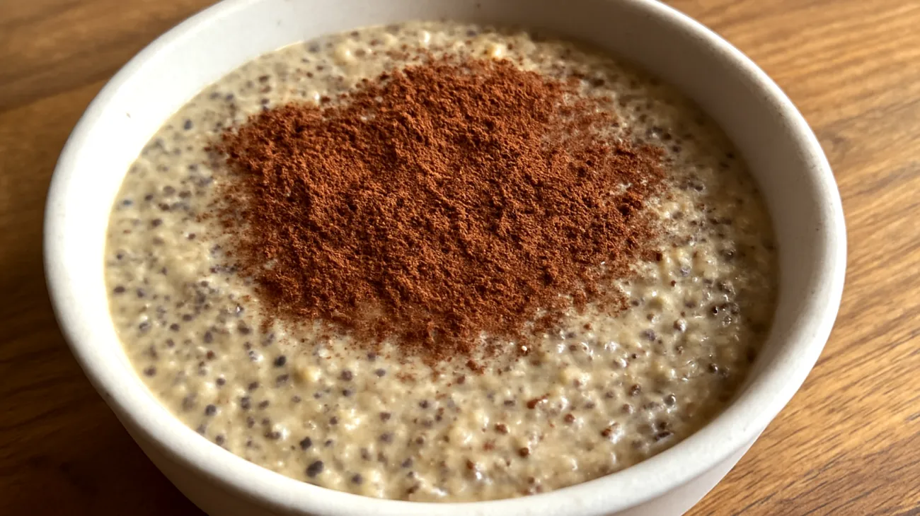 Amaranth-Quinoa-Pudding mit Chiasamen und Kakao"
