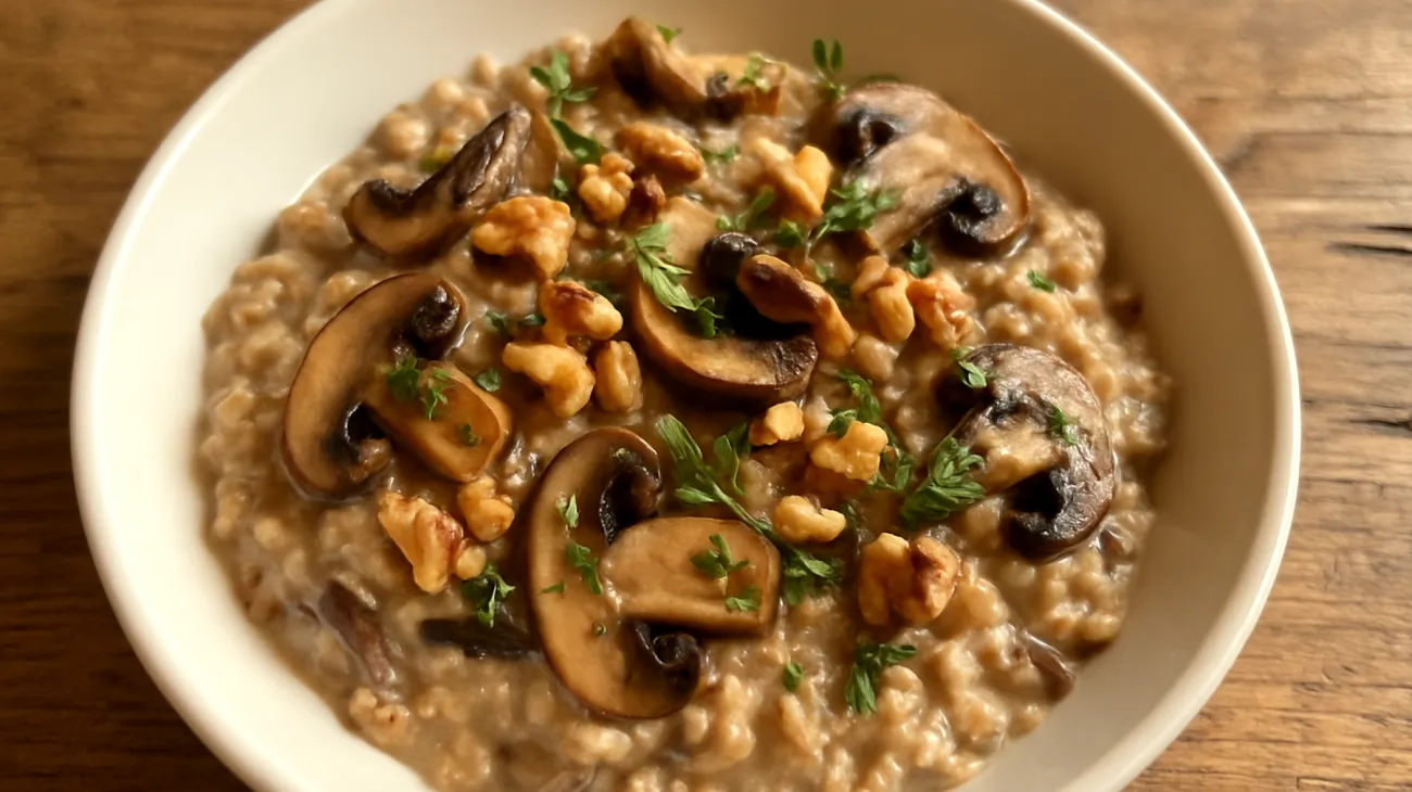 Buchweizen-Risotto mit Pilzen und Walnüssen"