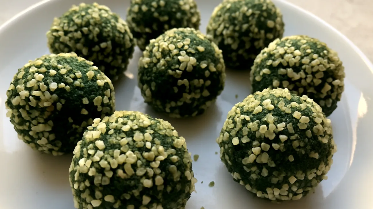 Chlorella-Spirulina Energiebällchen mit Hanfsamen"