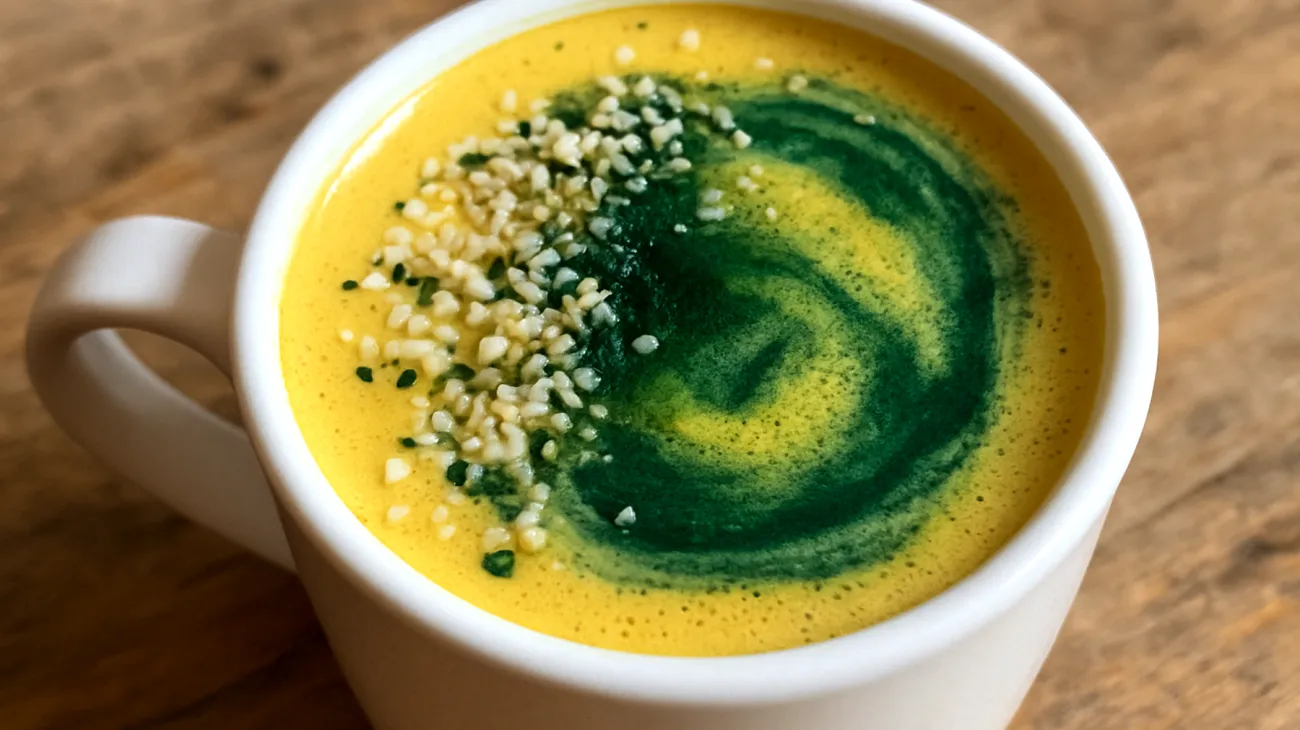 Goldene Milch mit Hanfsamen und Spirulina"