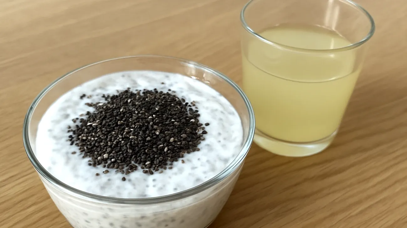 Kefir-Chia-Pudding mit fermentiertem Sauerkrautsaft"