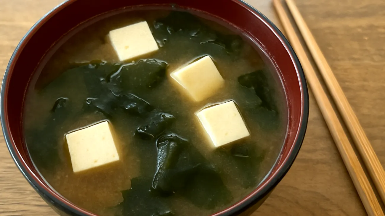 Miso-Suppe mit Wakame-Algen und Tofu"