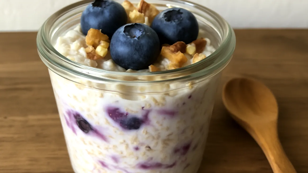 Overnight Oats mit Walnüssen und Blaubeeren"