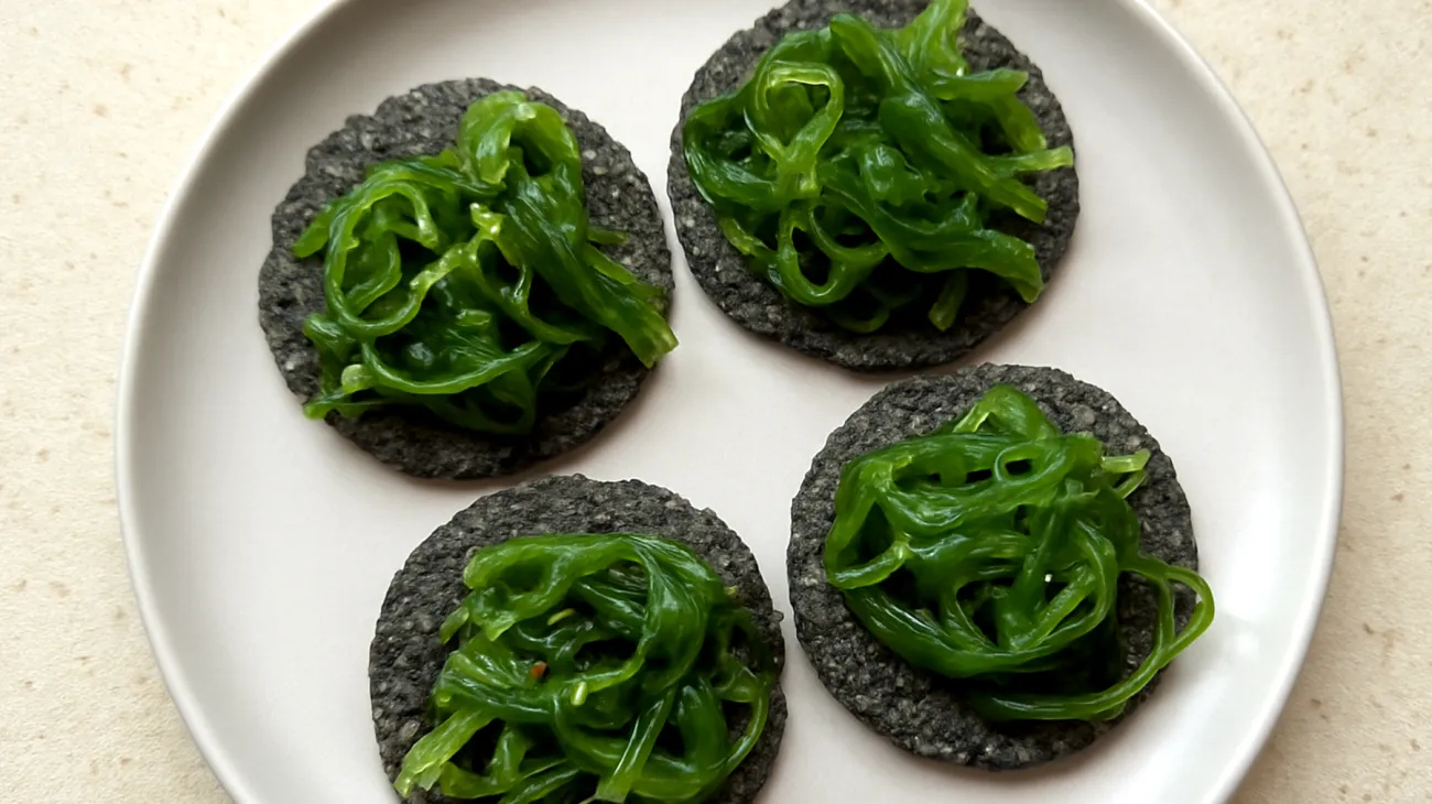 Schwarzer Sesam-Algen-Crackers mit Wakame"