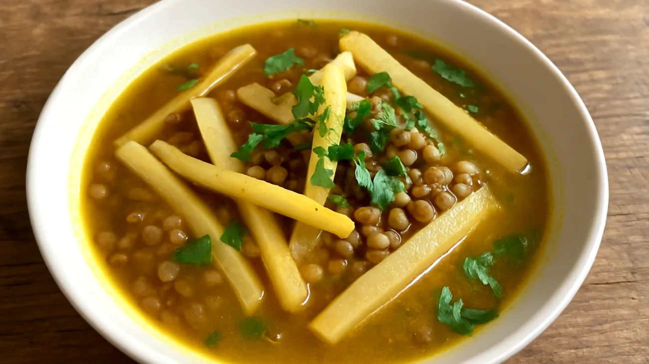 Schwarzwurzel-Linsen-Suppe mit Kurkuma und Ingwer"