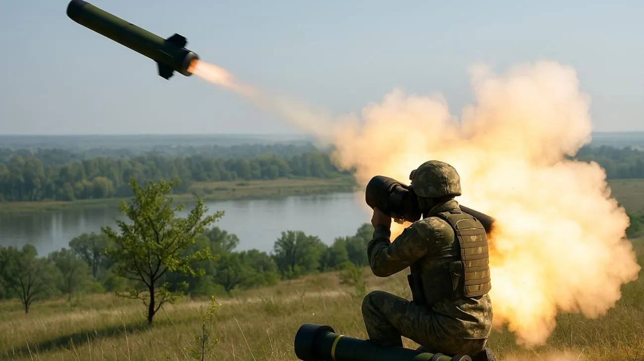 UNITED24Ukrainian Soldier Destroys a Vehicle Using Javelin ATGM #warinukraine"
